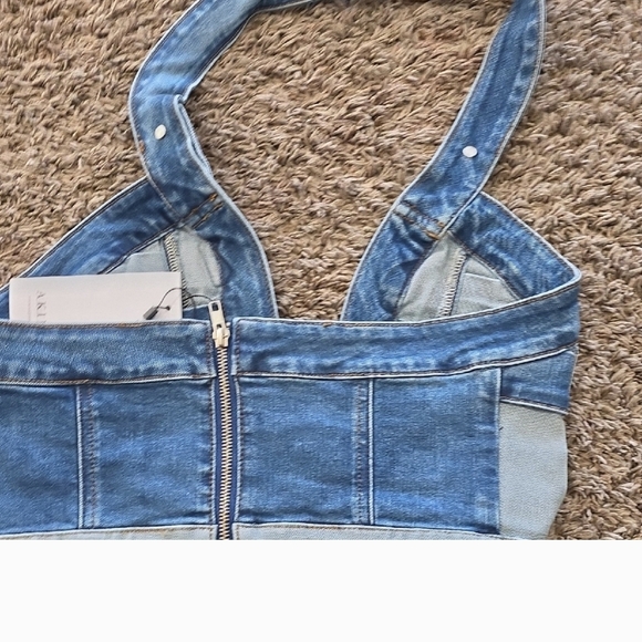 AKIRA Blue Denim Women's Overall Top - Picture 5 of 6
